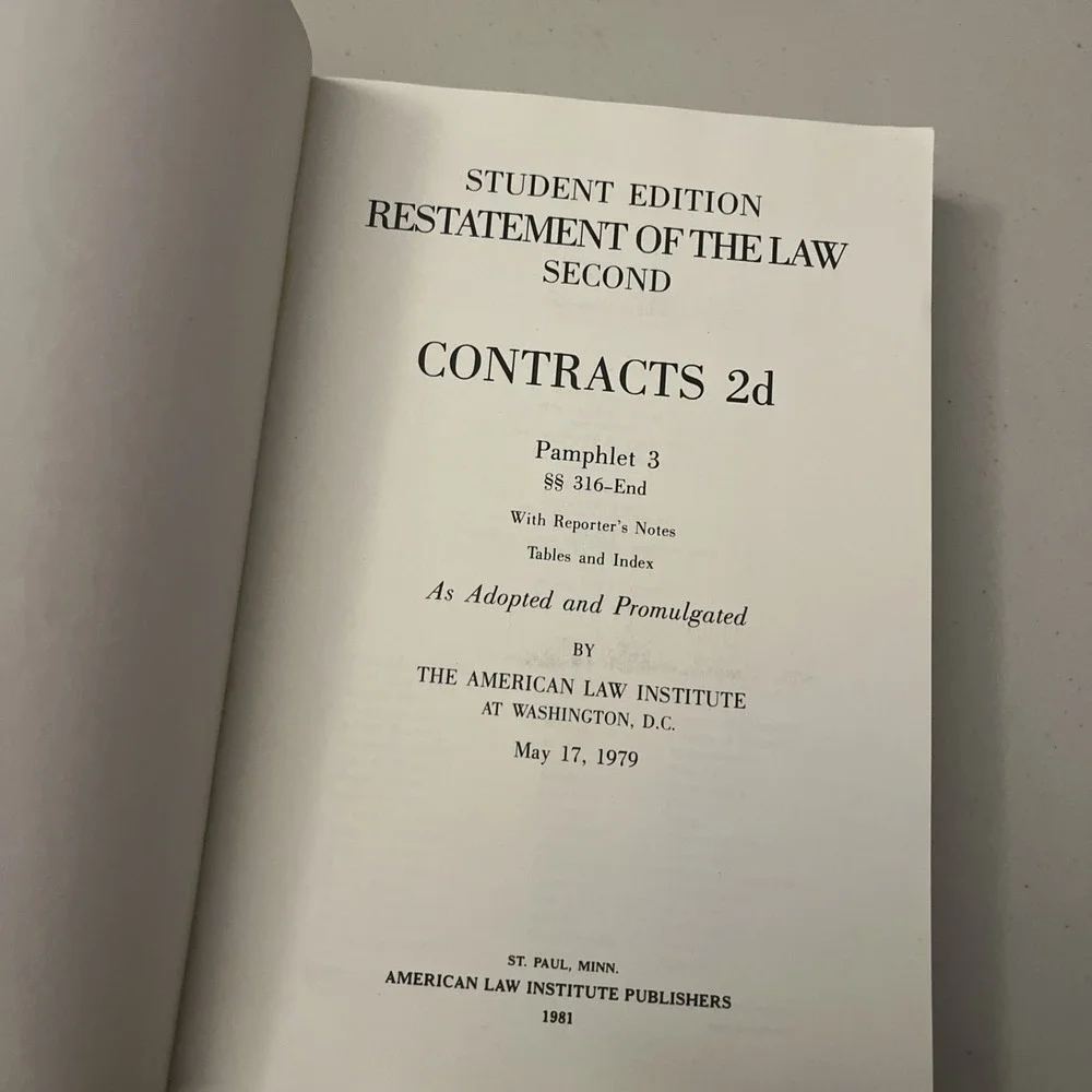Student Edition Restatement of the Law Second Contracts 2d Pamphlet No. 1 &2 (2)